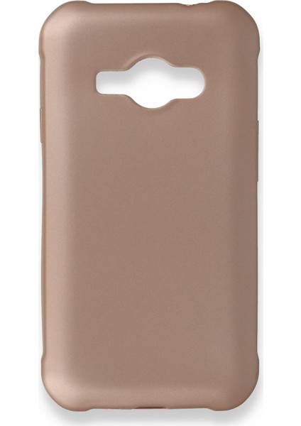 Samsung Galaxy J1 Ace Kılıf Yumuşak Dokulu Silikon + Ekran Koruyucu Cam Rose Gold