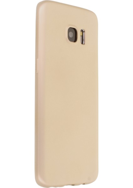 Samsung Galaxy S7 Edge Kılıf Yumuşak Dokulu Silikon + Ekran Koruyucu Cam Gold