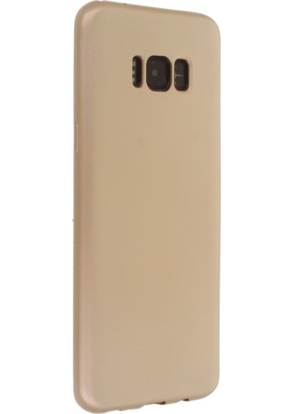 Samsung Galaxy S8 Plus Kılıf Yumuşak Dokulu Silikon + Ekran Koruyucu Cam Gold