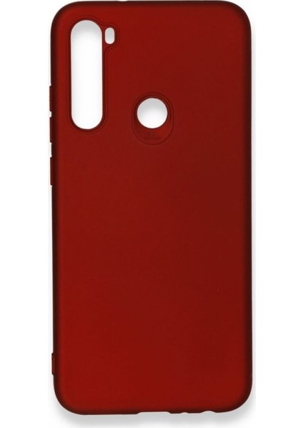 Xiaomi Redmi Note 8 Kılıf Yumuşak Dokulu Silikon + Ekran Koruyucu Cam Bordo