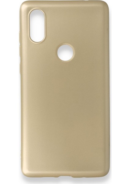 Xiaomi Mi Mix 2s Kılıf Yumuşak Dokulu Silikon + Ekran Koruyucu Cam Gold