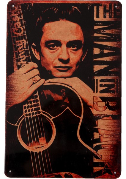 Tırtıl Hediyelik Tırtıl Johnny Cash Metal Levha Vintage