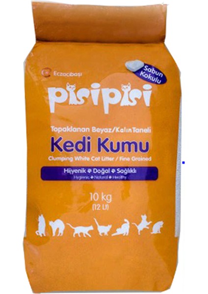 Eczacıbaşı Pisipisi Kalın Taneli Sabunlu Kedi Kumu 10 kg (12 Lt)