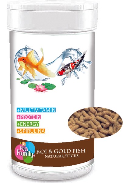 Pets Family Koı & Gold Fısh Natural Stıcks 1L/100G