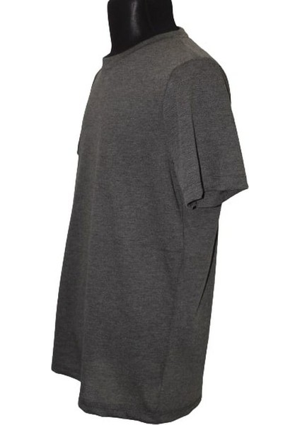 – Petek Kumaş Bisiklet Yaka T-Shirt – Gri Melanj modelleri