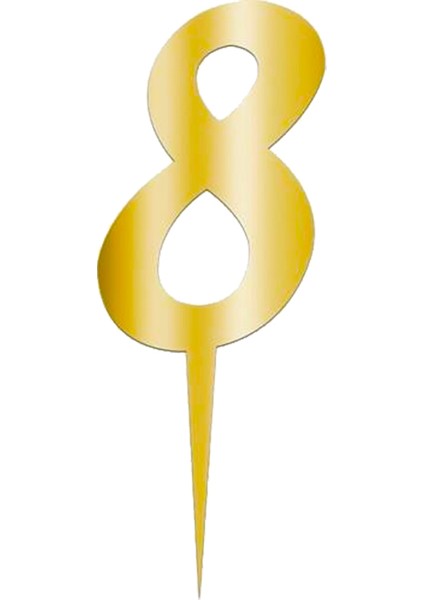 Pleksi Rakam Pasta Süsü, 12,5cm x 5cm - 1 Adet Altın