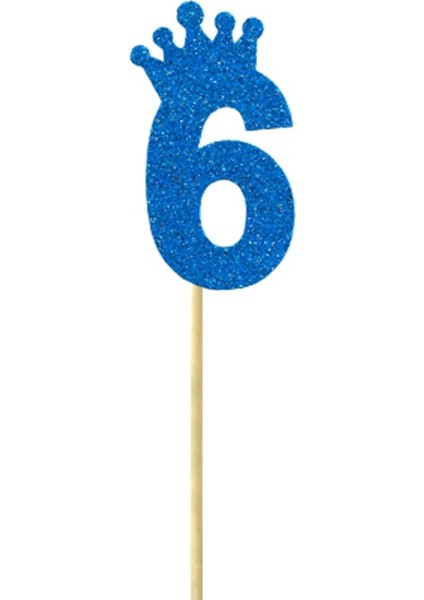 Eva Simli Rakam Pasta Süsü, 19cm x 7,5cm - 1 Adet Mavi