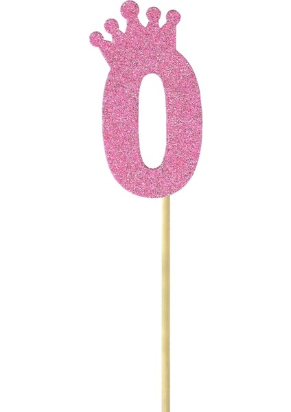 Eva Simli Rakam Pasta Süsü, 19cm x 7,5cm - 1 Adet Pembe