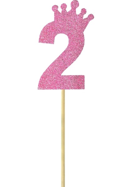 Eva Simli Rakam Pasta Süsü, 19cm x 7,5cm - 1 Adet Pembe