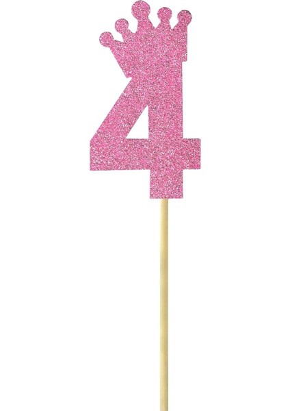 Eva Simli Rakam Pasta Süsü, 19cm x 7,5cm - 1 Adet Pembe