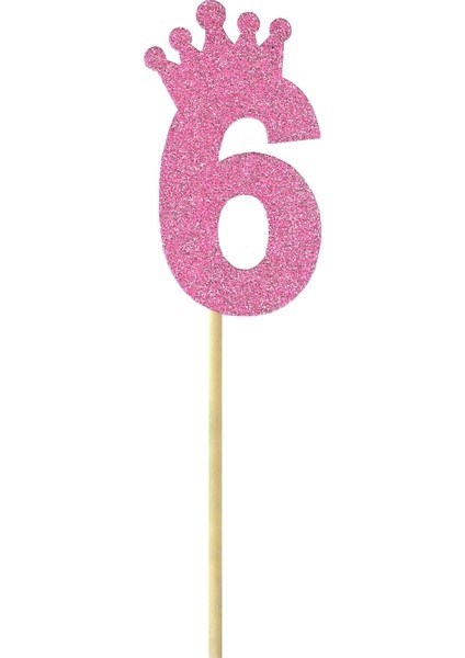 Eva Simli Rakam Pasta Süsü, 19cm x 7,5cm - 1 Adet Pembe