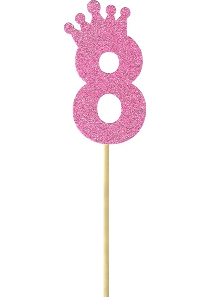 Eva Simli Rakam Pasta Süsü, 19cm x 7,5cm - 1 Adet Pembe