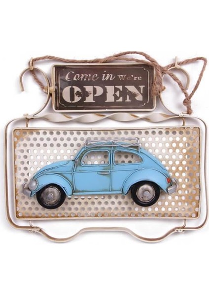 Dekoratif Metal Kapı Yazısı Araba Dekorlu Vintage Hediyelik