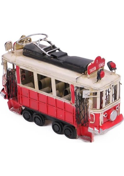 Dekoratif Metal Taksim Tramvay Orta Boy Vintage Biblo Hediyelik