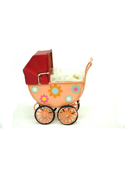 Dekoratif Metal Bebek Arabası Biblo Vintage Hediyelik