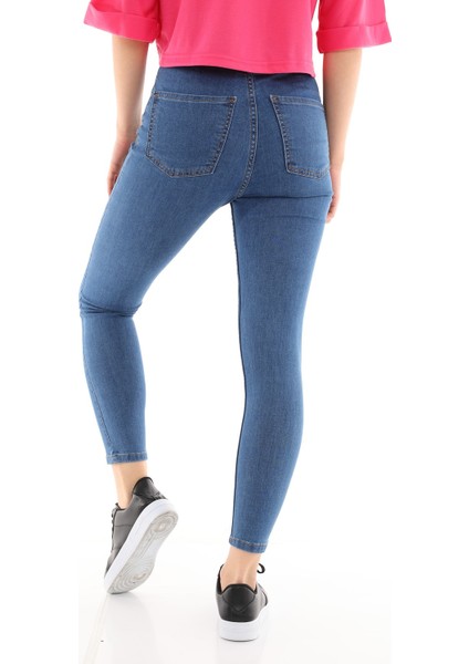 Cepsiz Kadın Skinny Jean Pantolon 4255-478 Mavi