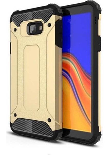 - Samsung Galaxy J6 Plus - Kılıf Çift Katman Zırh Tank Crash Military Kapak - Gold - T6264