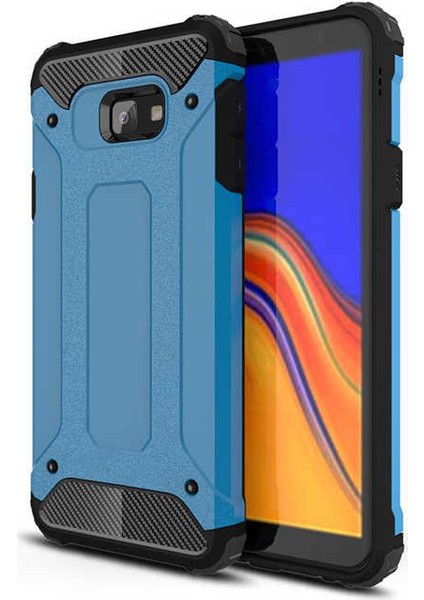 - Samsung Galaxy J6 Plus - Kılıf Çift Katman Zırh Tank Crash Military Kapak - Mavi - T6264