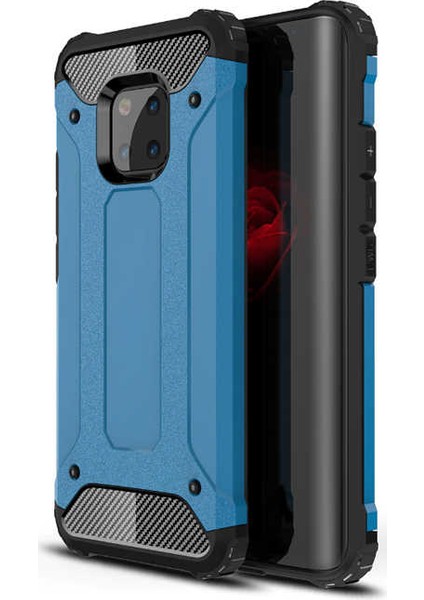 - Huawei Mate 20 Pro - Kılıf Çift Katman Zırh Tank Crash Military Kapak - Mavi - T6265