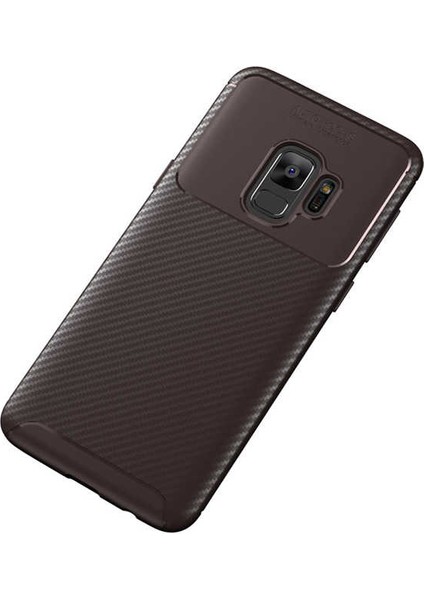 - Samsung Galaxy S9 - Kılıf Auto Focus Karbon Negro Silikon Kapak - Kahverengi - T6131