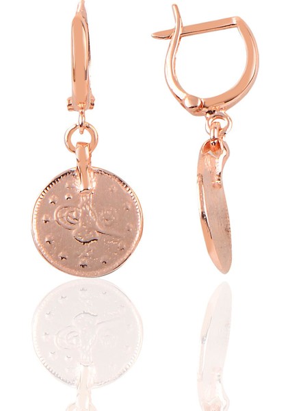Gümüş Rose Osmanlı Tuğralı Küpe