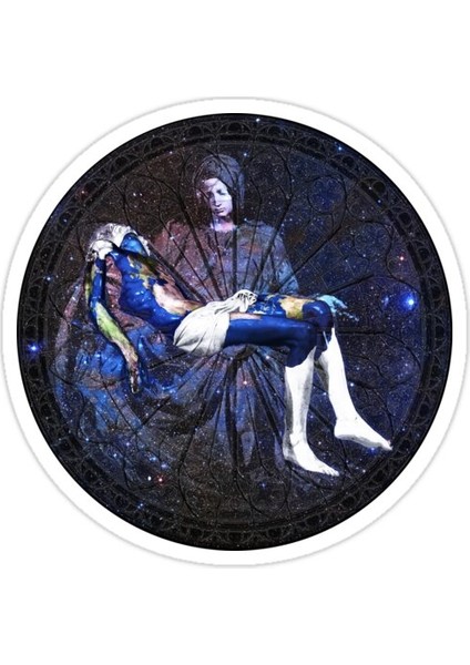 Earth Pietã (Michelangelo) Notre Dame Vitray Rozetiyle. Sticker Araba Oto Arma Duvar Sticker