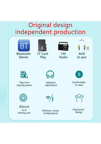 Q1 Bluetooth Kulaklık Kablosuz Stereo Müzik Kulaklık (Yurt Dışından)