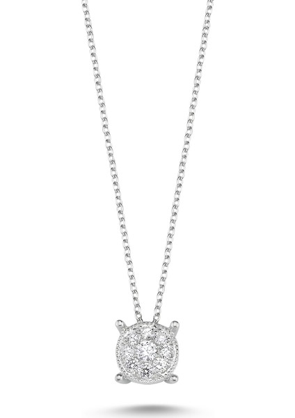 9 Taş Kolye - Beyaz Altın