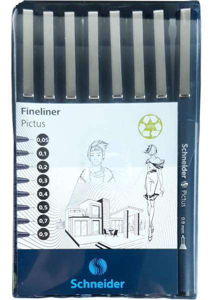 Pictus Fineliner Teknik Çizim Kalemi 8'li Set