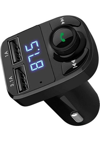 Car X8 Araç Fm Transmitter Bluetooth USB Mp3 Sd Kart Çakmaklık Şarj Girişli Oto Müzik Çalar Kiti