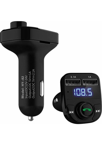 Car X8 Araç Fm Transmitter Bluetooth USB Mp3 Sd Kart Çakmaklık Şarj Girişli Oto Müzik Çalar Kiti