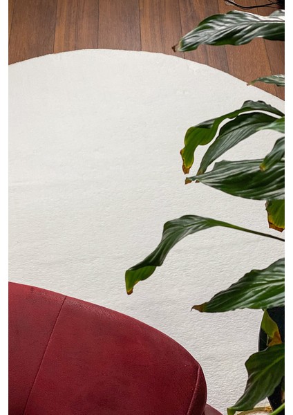 Kar Beyazı Yuvarlak Peluş Halı fiyatları