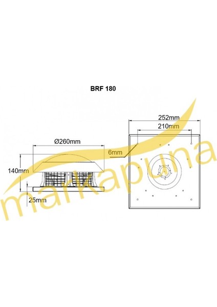 BVN Bahçıvan BRF 180 Monofaze 18 cm Yatay Atışlı 460 m³/h Radyal Çatı Fanı