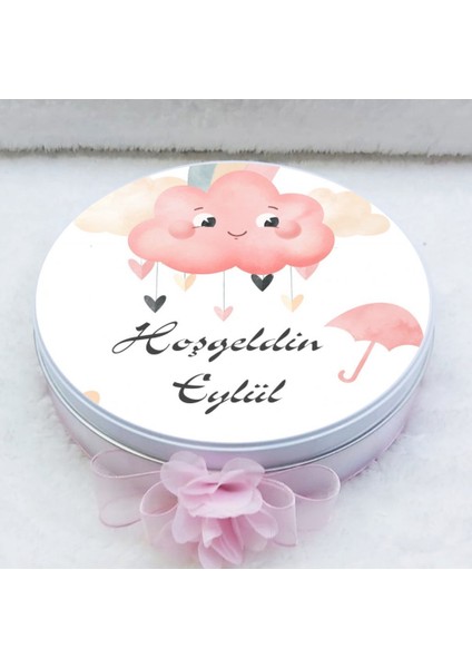 Bebek Çikolatası Metal Kutuda Bulut Baskılı Uv Baskılı Madlen Çikolata
