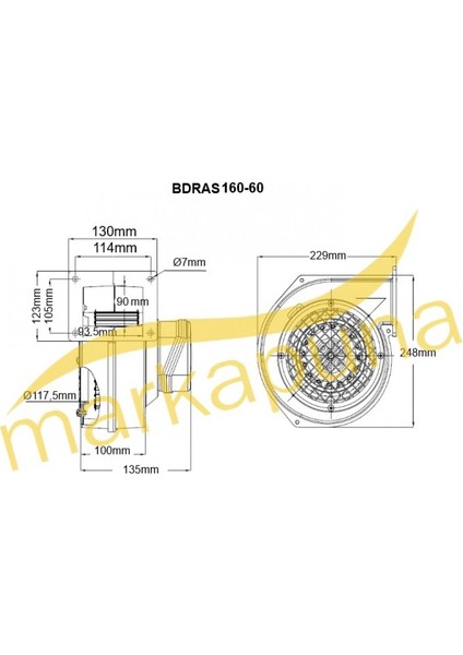 BDRAS 160-60 2250 D/D 220/230 volt Monofaze Aluminyum Gövdeli Salyangoz Fan Öne Eğimli