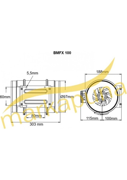BVN Bahçıvan BMFX 100 Yuvarlak 10 cm 165 m³/h Kanal Fanı fiyatları