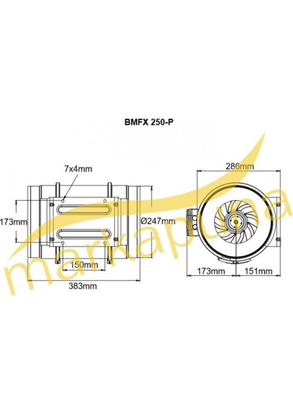 BVN Bahçıvan BMFX 250 P Yuvarlak 25 cm 1064 m³/h Kanal Fanı fiyatları