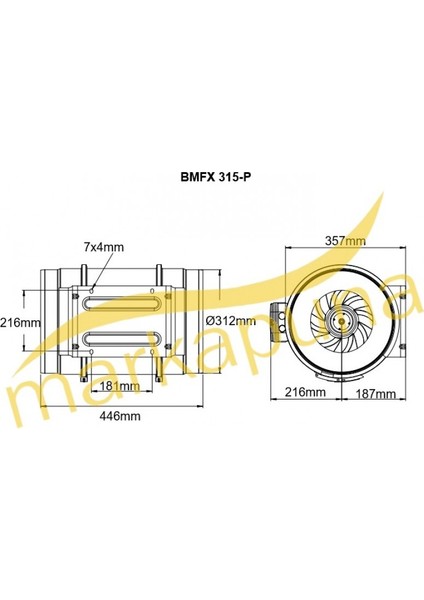 BVN Bahçıvan BMFX 315 P Yuvarlak 31 cm 1750 m³/h Kanal Fanı