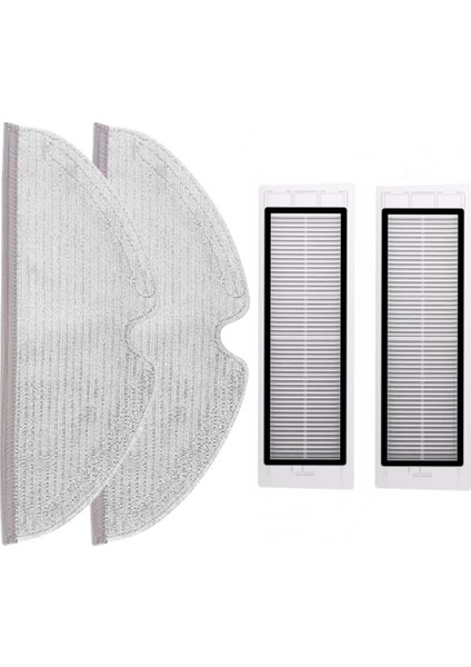 Hubsan S50/S55 Uyumlu 2li Hepa Filtre ve 2li Fiber Bez (Roborock S50/S55 Uyumlu)