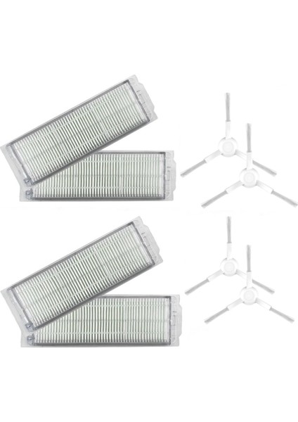 Vacuum Mop P Stytj02ym Uyumlu 4lü Hepa Filtre ve 4lü Beyaz Yan Fırça