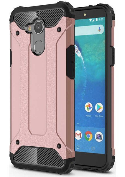 - General Mobile GM 8 - Kılıf Çift Katman Zırh Tank Crash Military Kapak - Rose Gold - T2324