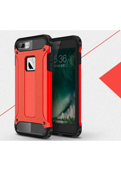 - Apple iPhone 7 Plus - Kılıf Çift Katman Zırh Tank Crash Military Kapak - Kırmızı