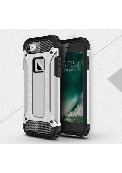 - Apple iPhone 7 - Kılıf Çift Katman Zırh Tank Crash Military Kapak - Gri - T2452