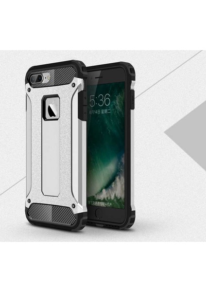 - Apple iPhone 7 Plus - Kılıf Çift Katman Zırh Tank Crash Military Kapak - Gri