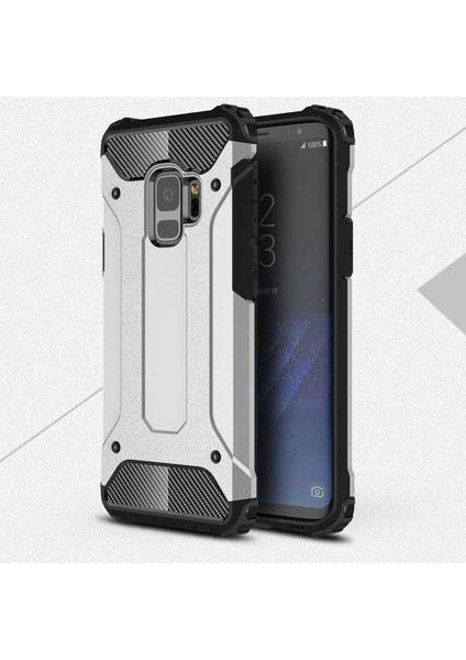 - Samsung Galaxy S9 - Kılıf Çift Katman Zırh Tank Crash Military Kapak - Gri