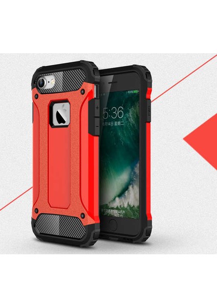 - Apple iPhone 7 - Kılıf Çift Katman Zırh Tank Crash Military Kapak - Kırmızı - T2452