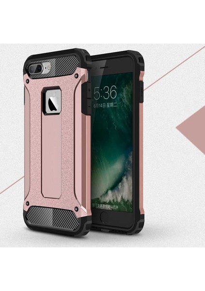 - Apple iPhone 7 Plus - Kılıf Çift Katman Zırh Tank Crash Military Kapak - Rose Gold