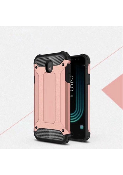 - Samsung Galaxy J7 Pro - Kılıf Çift Katman Zırh Tank Crash Military Kapak - Rose Gold - T2751