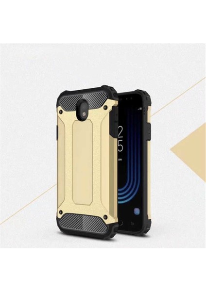 - Samsung Galaxy J7 Pro - Kılıf Çift Katman Zırh Tank Crash Military Kapak - Gold - T2751