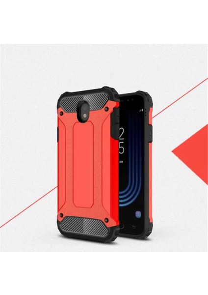 - Samsung Galaxy J7 Pro - Kılıf Çift Katman Zırh Tank Crash Military Kapak - Kırmızı - T2751